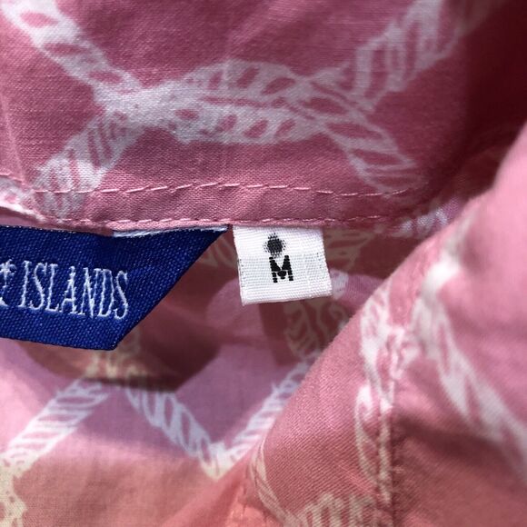 Three Islands Dress Top Tunic Womens Size Medium Pink White Button Up Beach - Picture 3 of 7